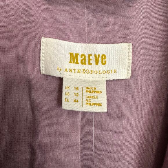 NWT Anthropologie Maeve Double Breasted‎ Linen Blazer Lilac Sz 12 Modern Career - Picture 4 of 11